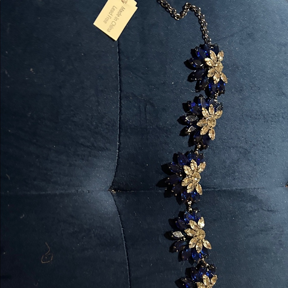 Tasha Midnight Blue and Gold Blossom Necklace